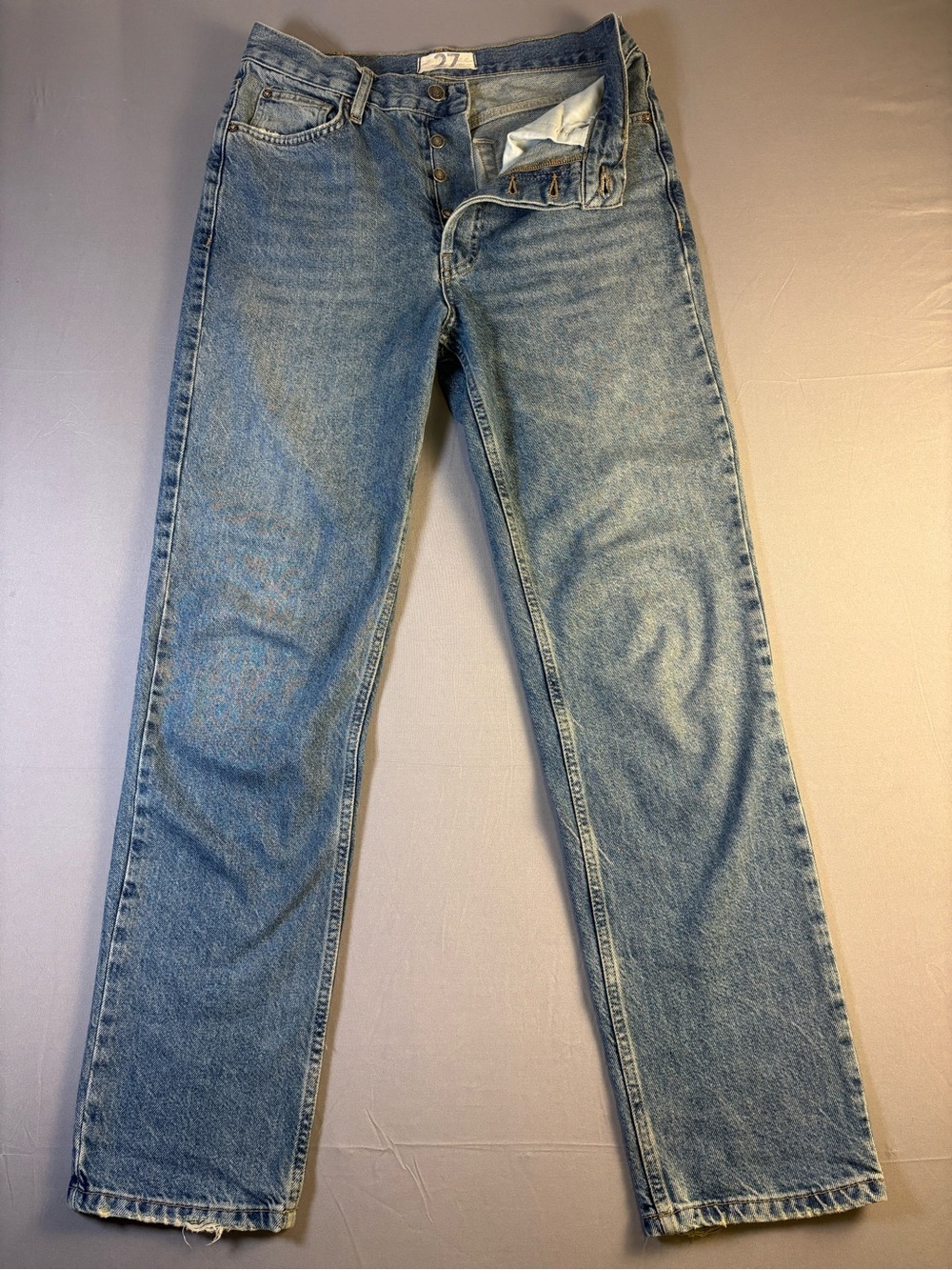 Stunning WE THE FREE Free People Straight Leg Denim Jeans Size 27 Medium Blue